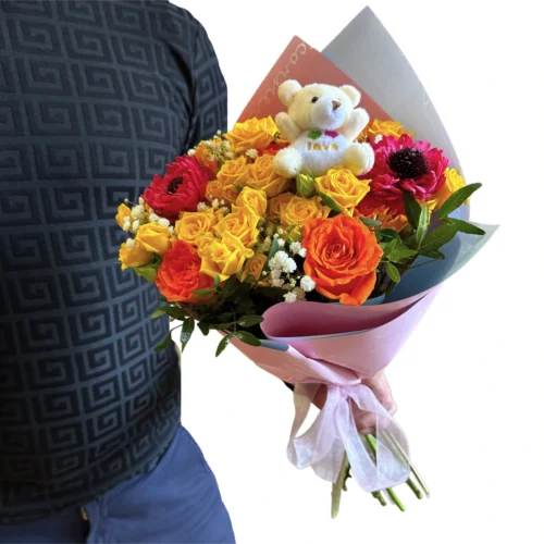 Letná kytica s mackom