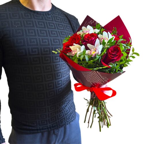 kytica ruže a orchidee